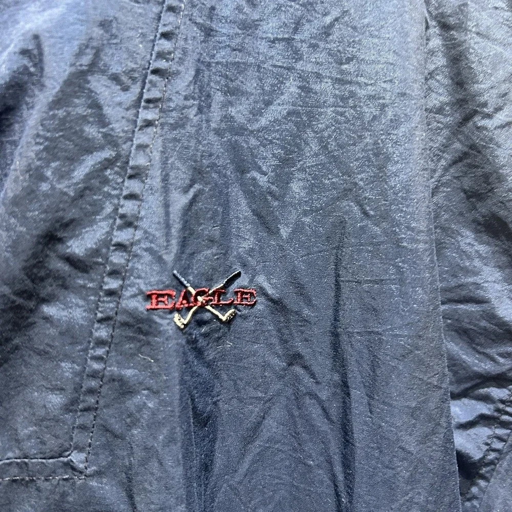 Vintage Eagle Golf Mens XXL Nylon Windbreaker Jacket Navy Blue Red Striped